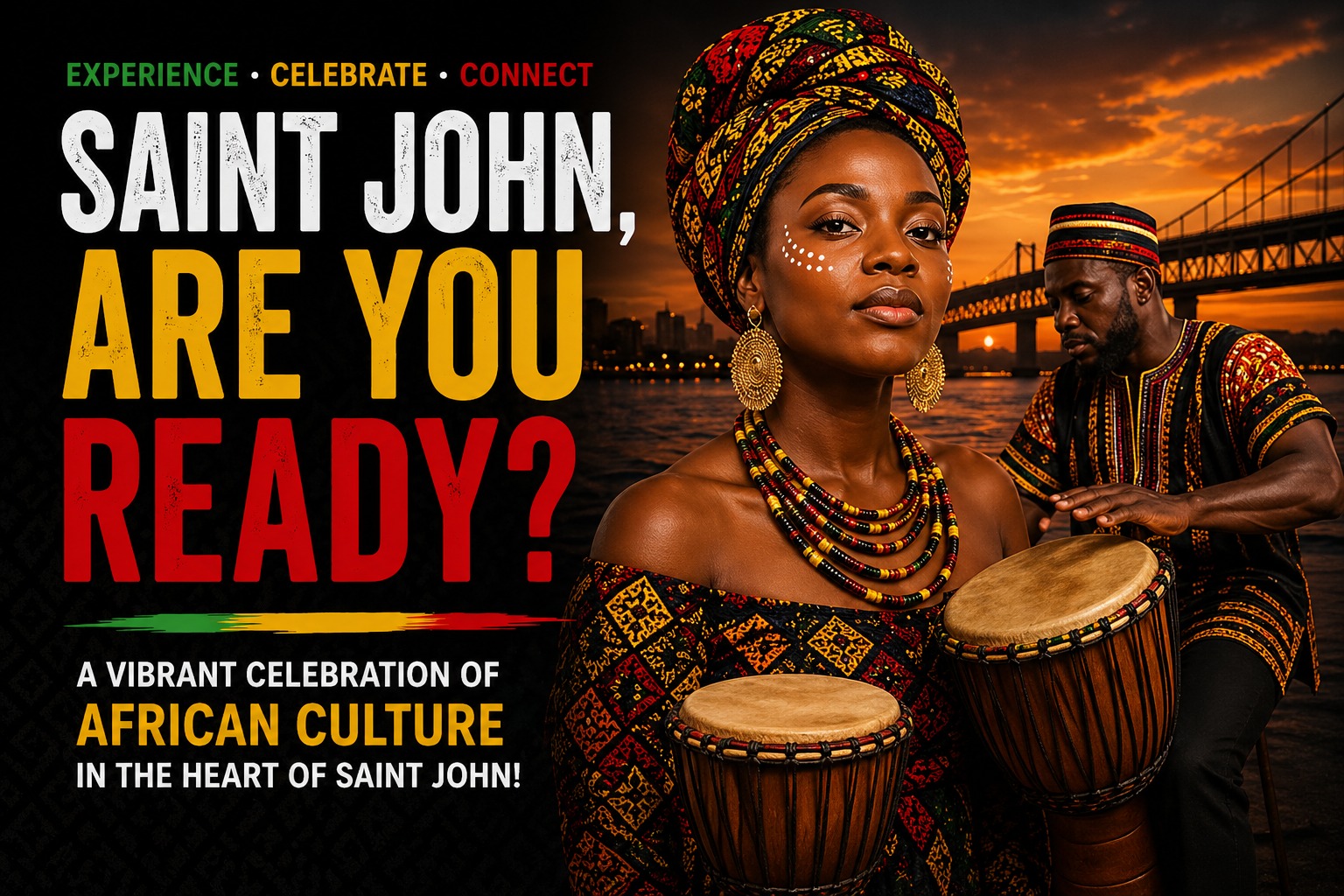 African Culture Festival Saint John festival banner — Experience, Celebrate, Connect.